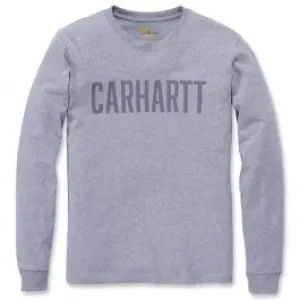 Carhartt&#x20;104106&#x20;l&#x2F;s&#x20;Block&#x20;Logo&#x20;T-Shirt&#x20;-&#x20;Heather&#x20;Grey