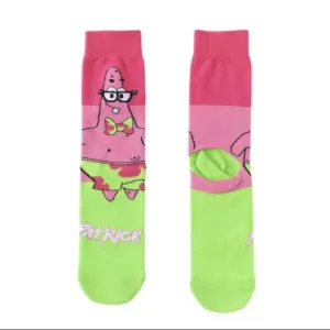 Cartoon Socks, Patrick Sponge Bob Fun Novelty Mens Crew Character Socks