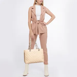CHANEL Beige Quilted Caviar Leather GST Shopper Tote