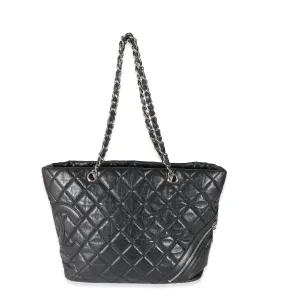 Chanel Black Quilted Aged Calfskin Medium Cotton Club Tote