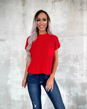 Cheerful Day Cropped Sweater - Red