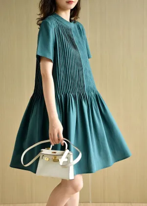 Chic Tea Green O-Neck Patchwork Summer Holiday Dress Short Sleeve