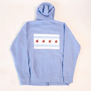 Chicago Flag Zip-Up Hoodie - Blue Heather