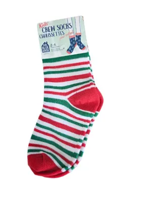 Children's Christmas Socks So3cast001-Candy Cane Stripe Kids Crew Sock