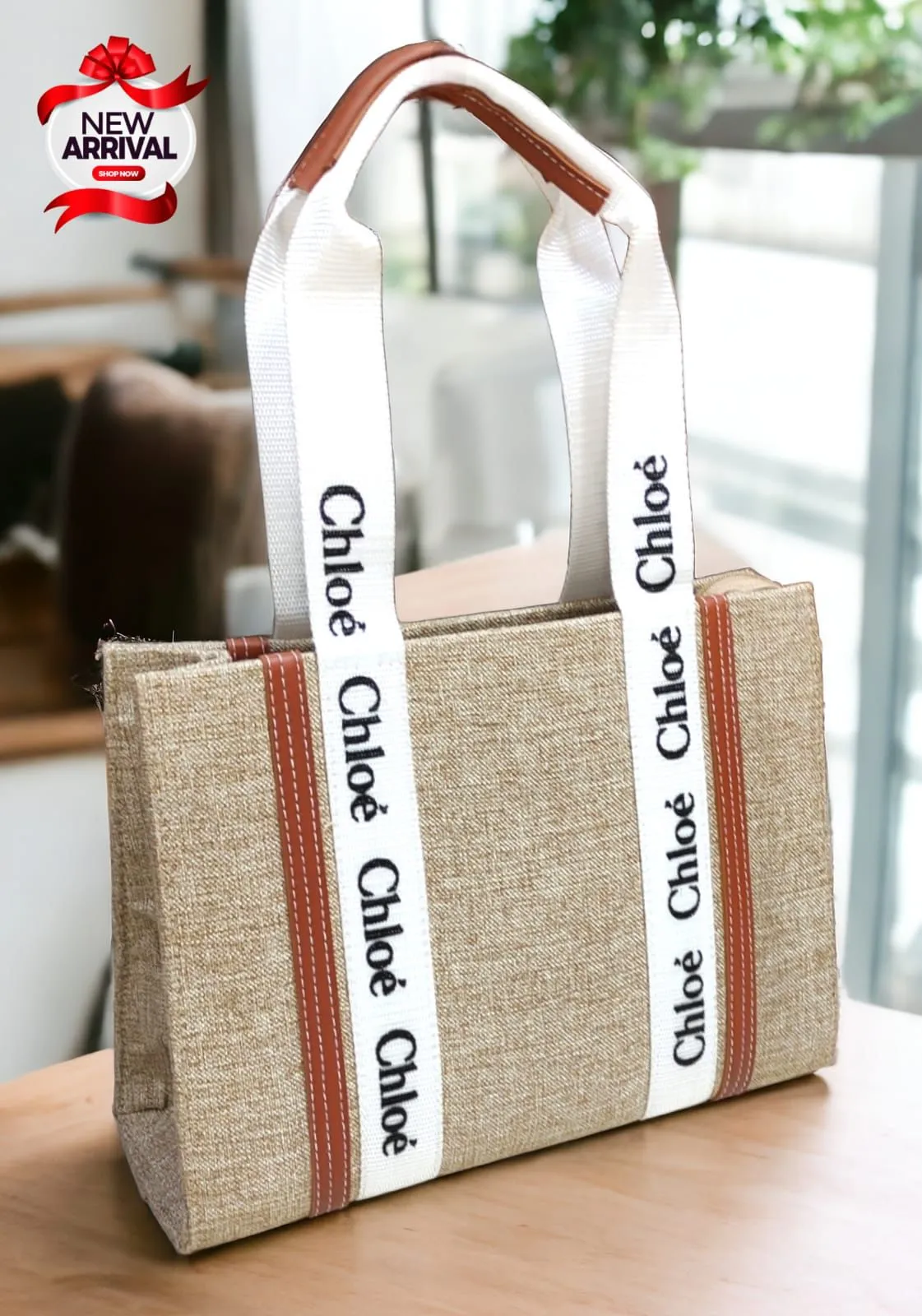 Chloe-Inspired Tote Bag for Girls with Unique Design (Beige-A)