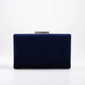 Clara - Dark Blue Suede Clutch