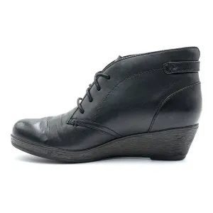 Clarks Nataline Emmi Wedge Ankle Desert Boots Leather Black Colour For Women