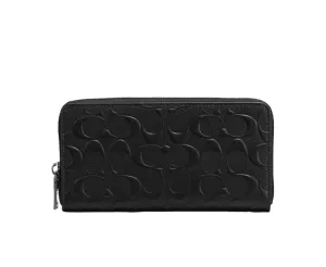Coach Accordion Wallet In Signature Leather Black