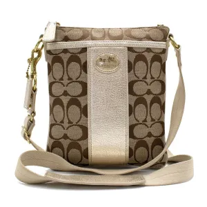 Coach Signature Shoulder Bags Fabric Brown Colour For Women