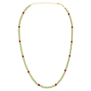 Color Ball Necklace Short - Silk Light Green/Passion Red