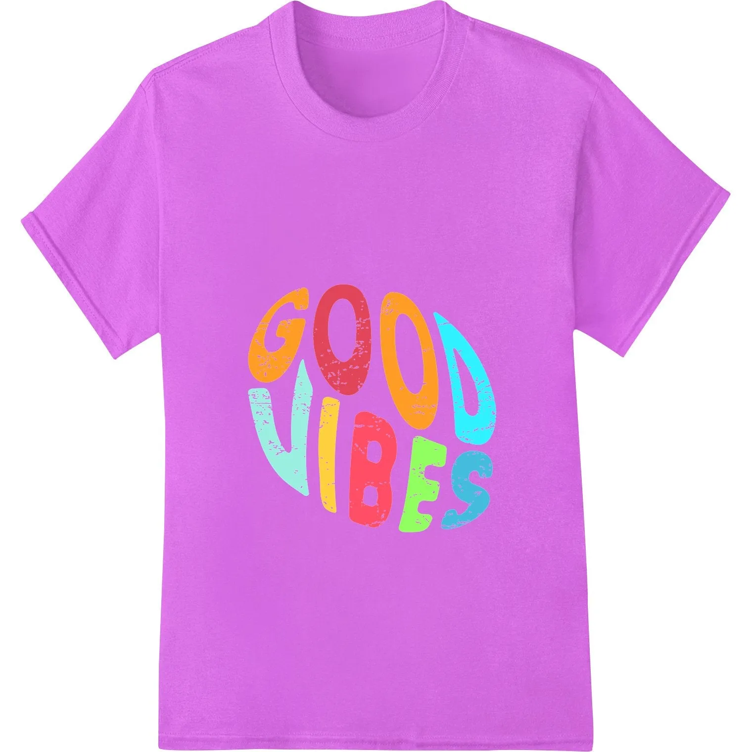 Colorful 'GOOD VIBES' Typography Heat Transfer by Super DTF