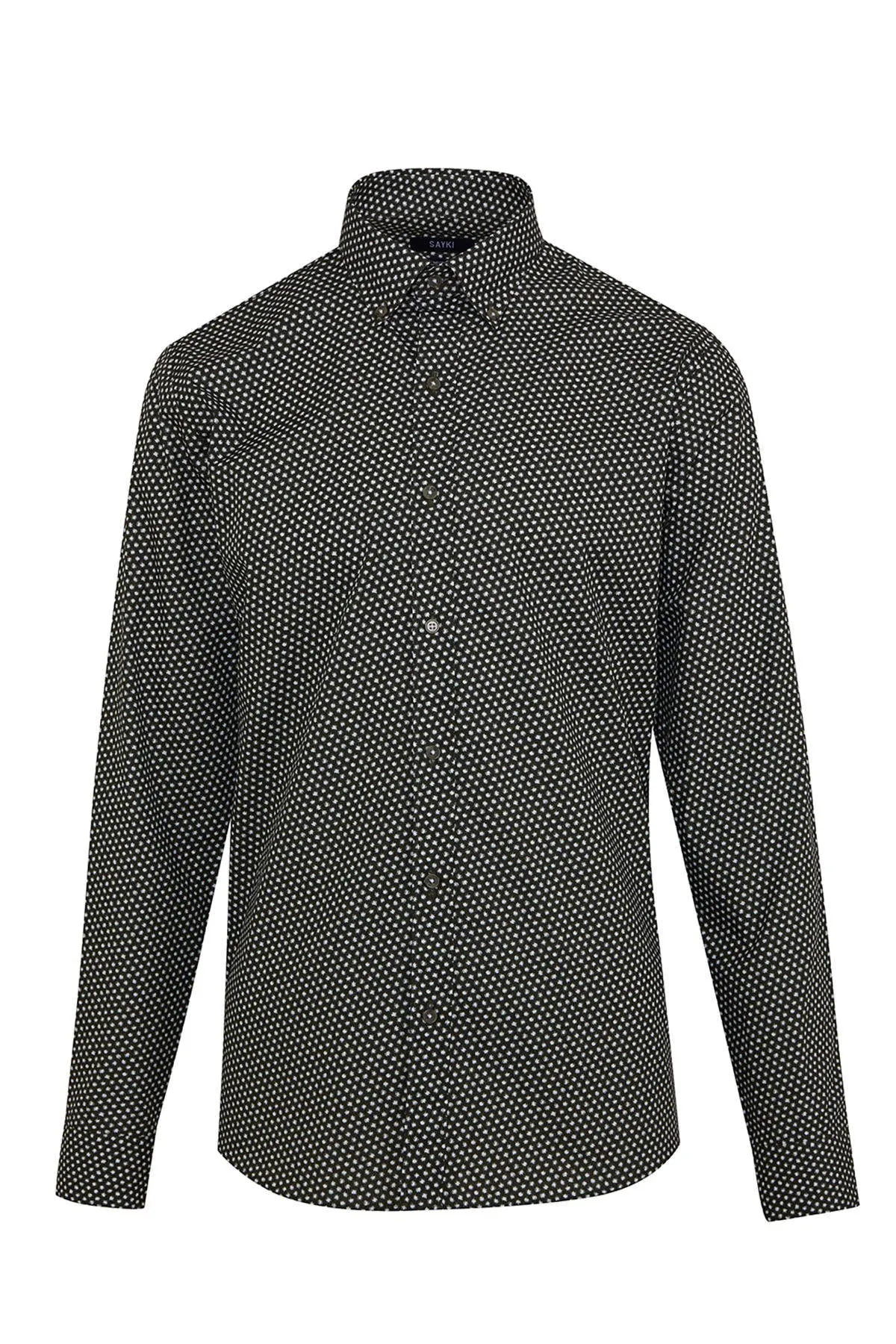 Comfort Fit Printed Cotton Khaki Casual Shirt