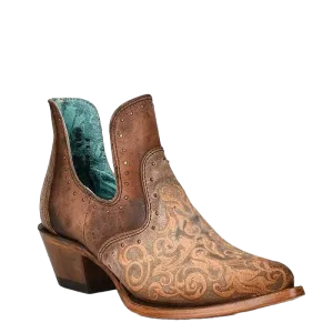 Corral Ladies Embroidery Brown Studded Bootie Z2002