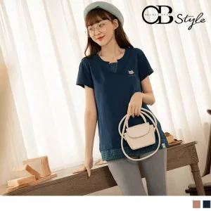 COTTON DOG PRINTED FAKE TWO PIECE EMBROIDERED TOPS
