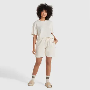 Cream Relaxed Cotton Fleece Short