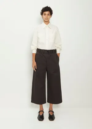 Cropped Belted Pocket Cotton Linen Pant