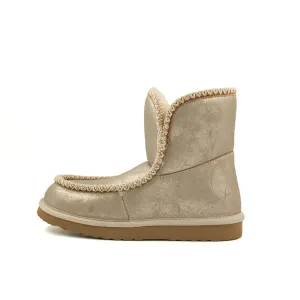 Crown Vintage Sylvesa Snow Boots Fabric Gold Colour For Women
