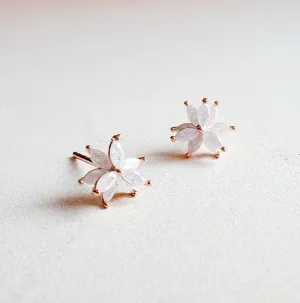 Crystal Petals Rose Gold Mini Stud Earrings