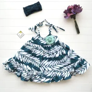 Dahlia Dress - Tie-Strap in Tahitian Leaves Print