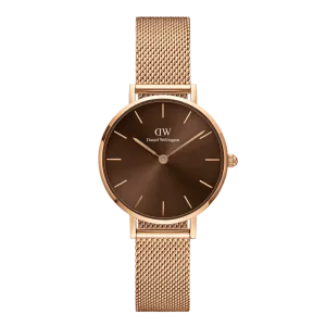 Daniel Wellington Ladies Rose Gold Petite Amber Watch DW00100477