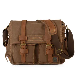Dark Coffee DSLR Vintage Canvas Leather Camera Bag