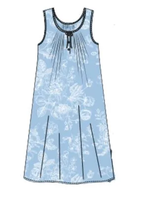 Dayle Cotton Sleeveless Short Nightie Blue