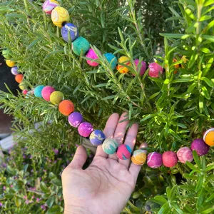 Decorative Beads Garland (6 ft) | Kantha Fabric & Recycled Wood