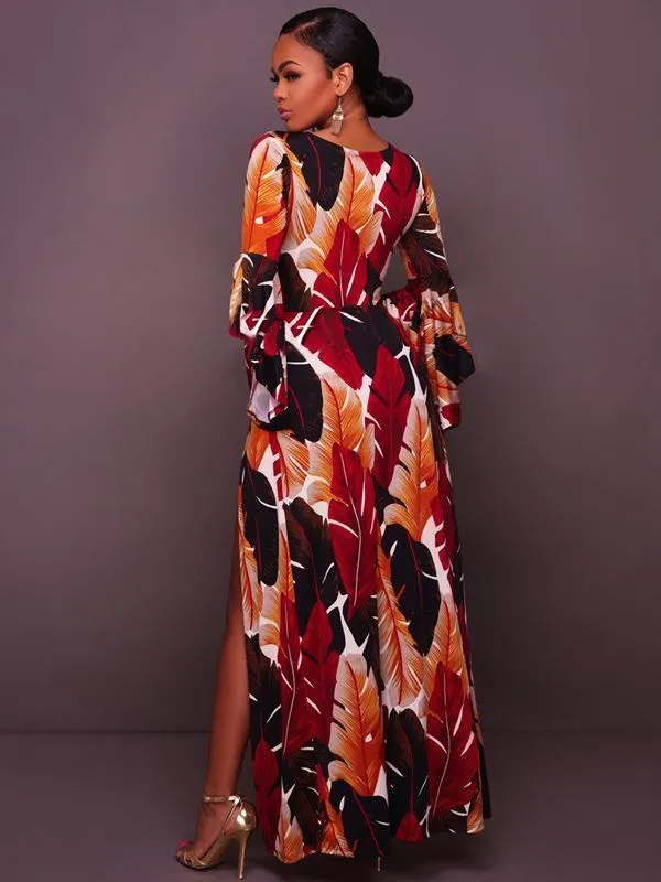 Deep V-neck Split-side Maxi Dress