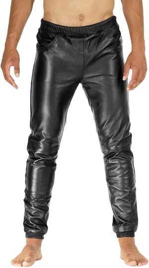 Delara Men's Green Faux Leather Pants