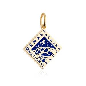 Denali National Park Charm, Gold Enamel