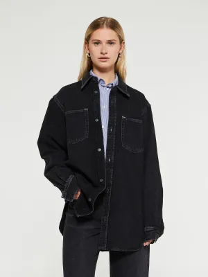 Denim Button-Up Shirt in Black