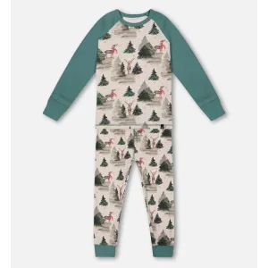 Deux Par Deux Organic Pajama Set - Christmas Deer