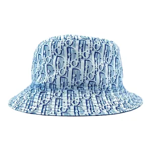 Dior Oblique Reversible Bucket Hat Light Blue Pre-Owned