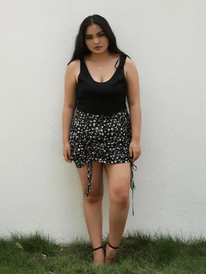 Ditsy Ruched Mini Skirt