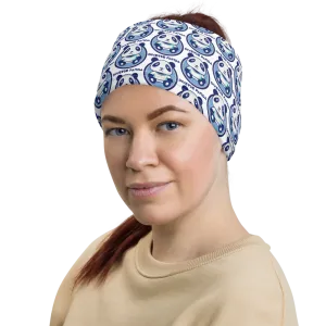 Diverse Panda Blue Lighter Themed White Neck Gaiter/ Head Wrap
