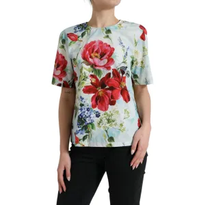 Dolce & Gabbana Chic Floral Round Neck Cotton Top