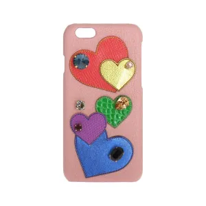 Dolce & Gabbana Chic Pink Leather Crystal iPhone Case