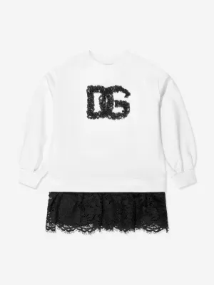 Dolce & Gabbana Girls Logo Sweater Dress in White