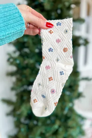 *DOORBUSTER* Jess Floral Printed Textured Socks (FINAL SALE)