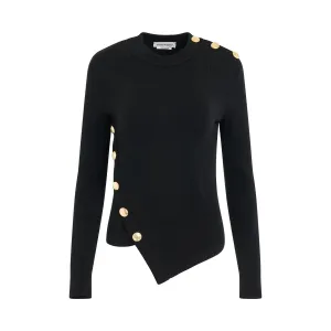 Drop Hem Knit Sweater in Black
