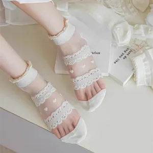 Elegant Floral Geometric Silk Card Stockings