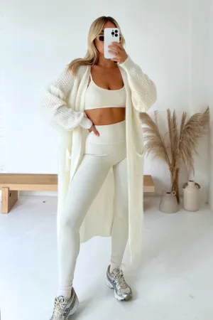 Eloise cream fine knit long cardigan