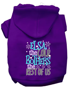 Elsa, The Cold Screen Print Dog Hoodie Purple M