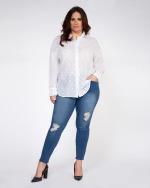 Emily Semi-Sheer Long-Sleeve Top | White
