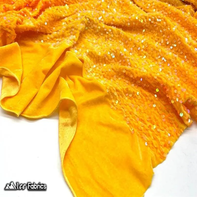 Emma Embroidery Sequins on Velvet Fabric | 2 Way Stretch