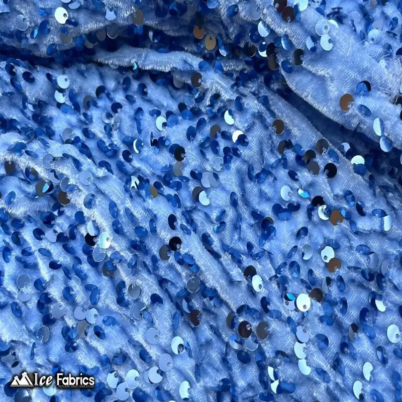 Emma Embroidery Sequins on Velvet Fabric | 2 Way Stretch