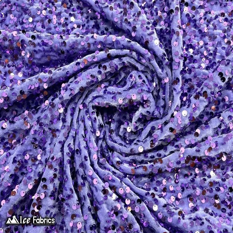 Emma Embroidery Sequins on Velvet Fabric | 2 Way Stretch