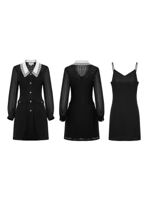 EP YAYING Elegant Lace Coller Dress