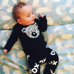 Fashion Baby Clothes Long Sleeved Panda T Shirt Long Pants 2pcs Baby Clothing Set