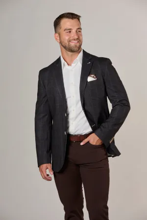 Fashion Check Stretch Blazer in Brown